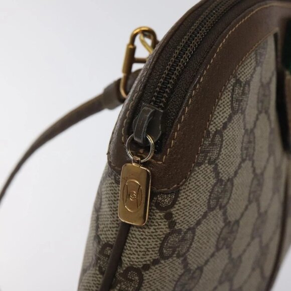 GUCCI GG Supreme Web Sherry Line Bag PVC Beige Gold - Picture 11 of 16
